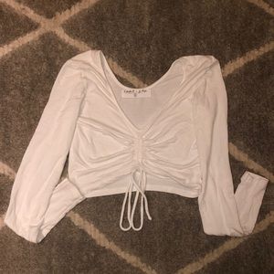 Long Sleeve Snitched White Top